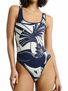 Onia Women's Arya One Piece Deep Navy Egret M NWT